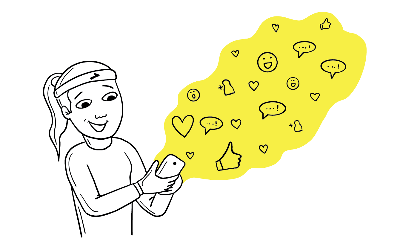 Illustration eines Mädchens, das eine SMS schreibt