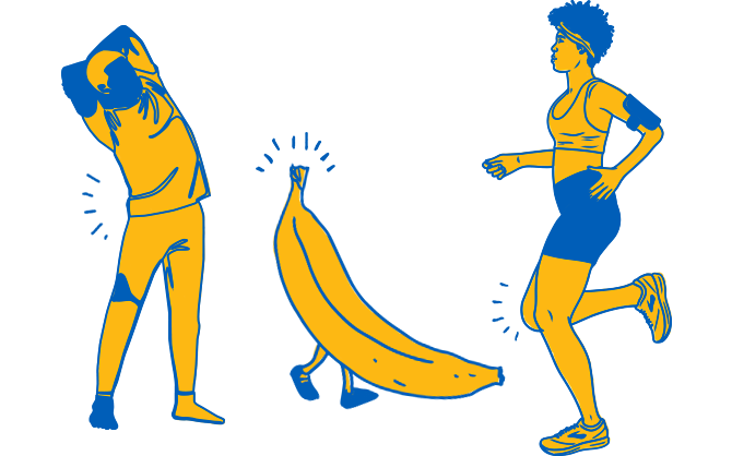 Animated runners stretching