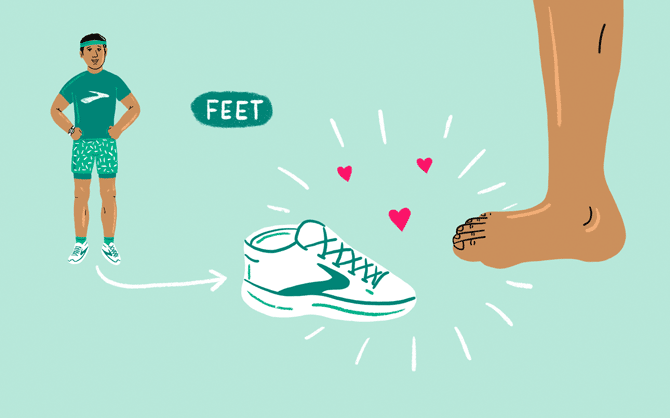 Illustrated leg and a shoe