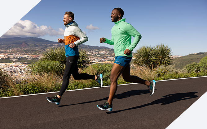 Two runners on the road
