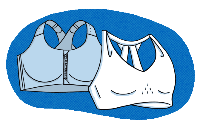 Two illustrated run bras