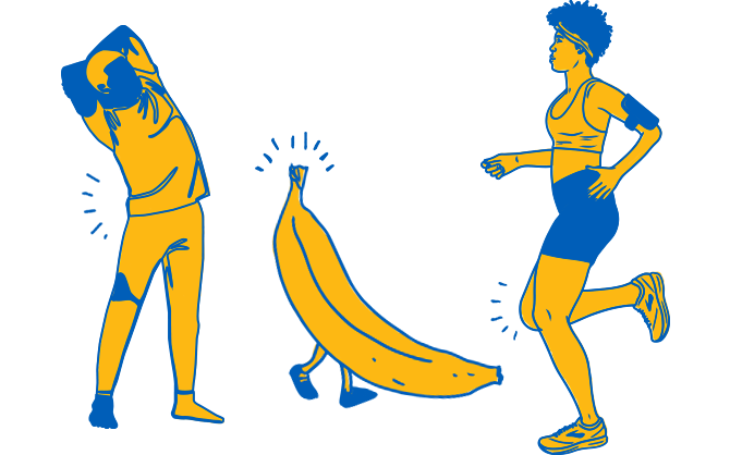 Runners animés qui s’étirent
