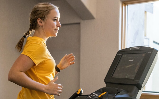 Woman running on a treadmill