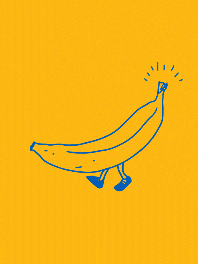 Line drawing of a banana