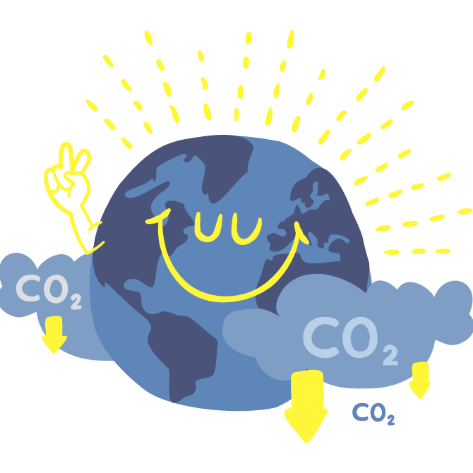 Illustration of the Earth smiling