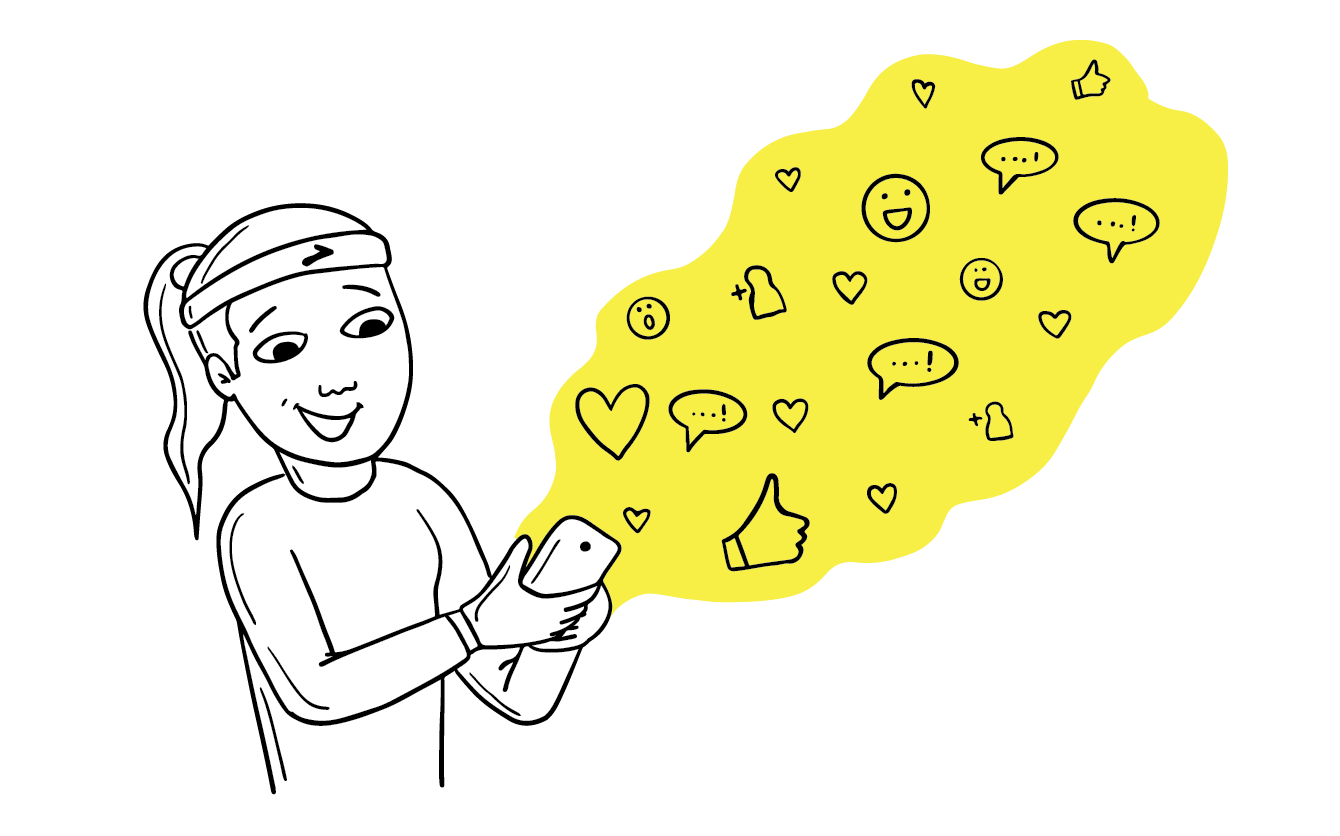 Illustration of girl texting 