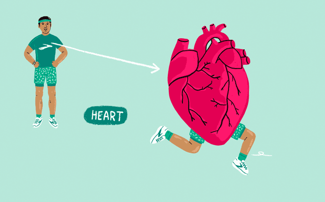 Ilustración de corazón con piernas