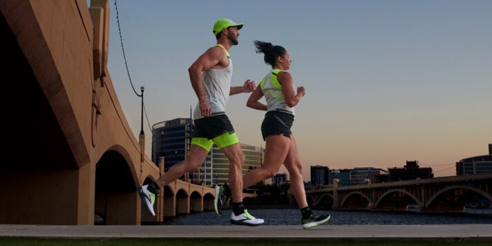 Two runners out in the early morning light