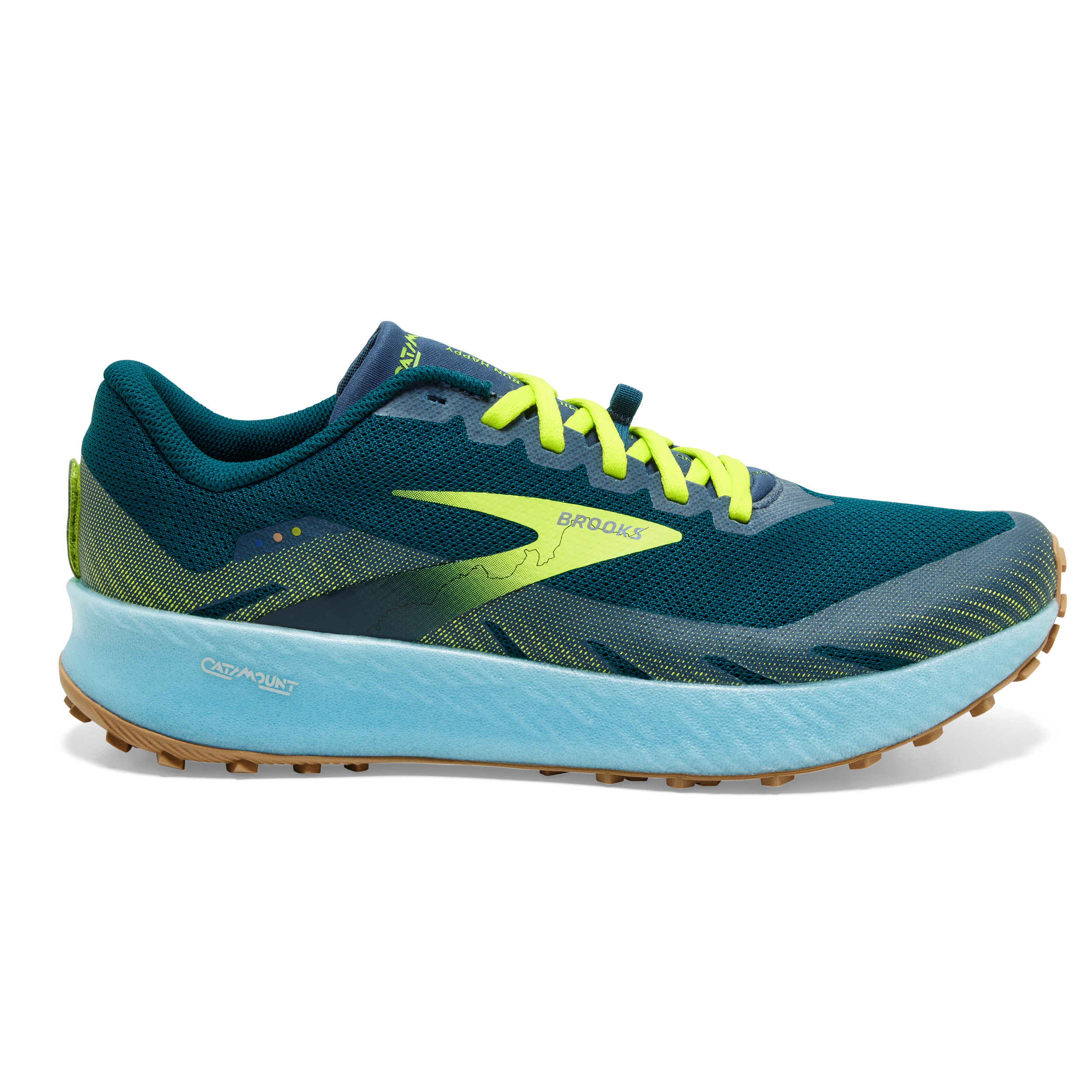 Brooks Catamount Mens Size 11.5 Trail Running Blue/Lime Sneakers - NO INSOLES - Brooks Catamount 2 Mens Size 11 Shoes Trail Running Walking  main image 2