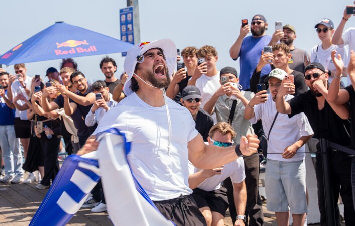 Foto von Arda beim Zieleinlauf in Santa Monica