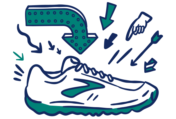 Shoe illustration with arrows pointing to it