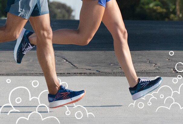 Side view of runners with illustrated bubbles