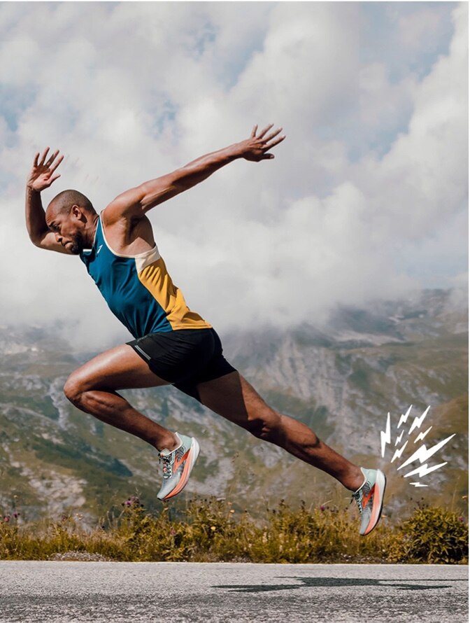 Runner levitating mid-stride
