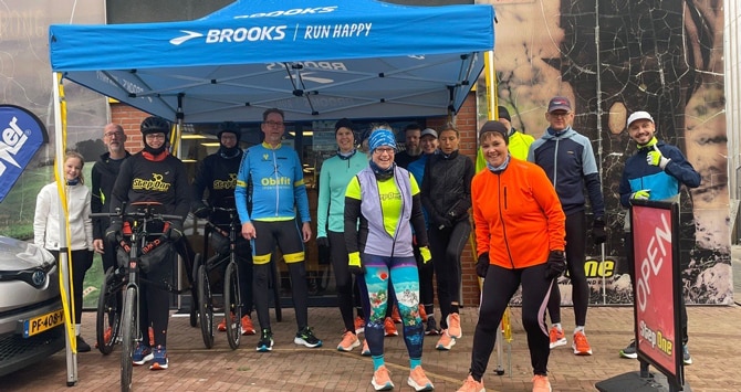 A few runners at a running event in-store