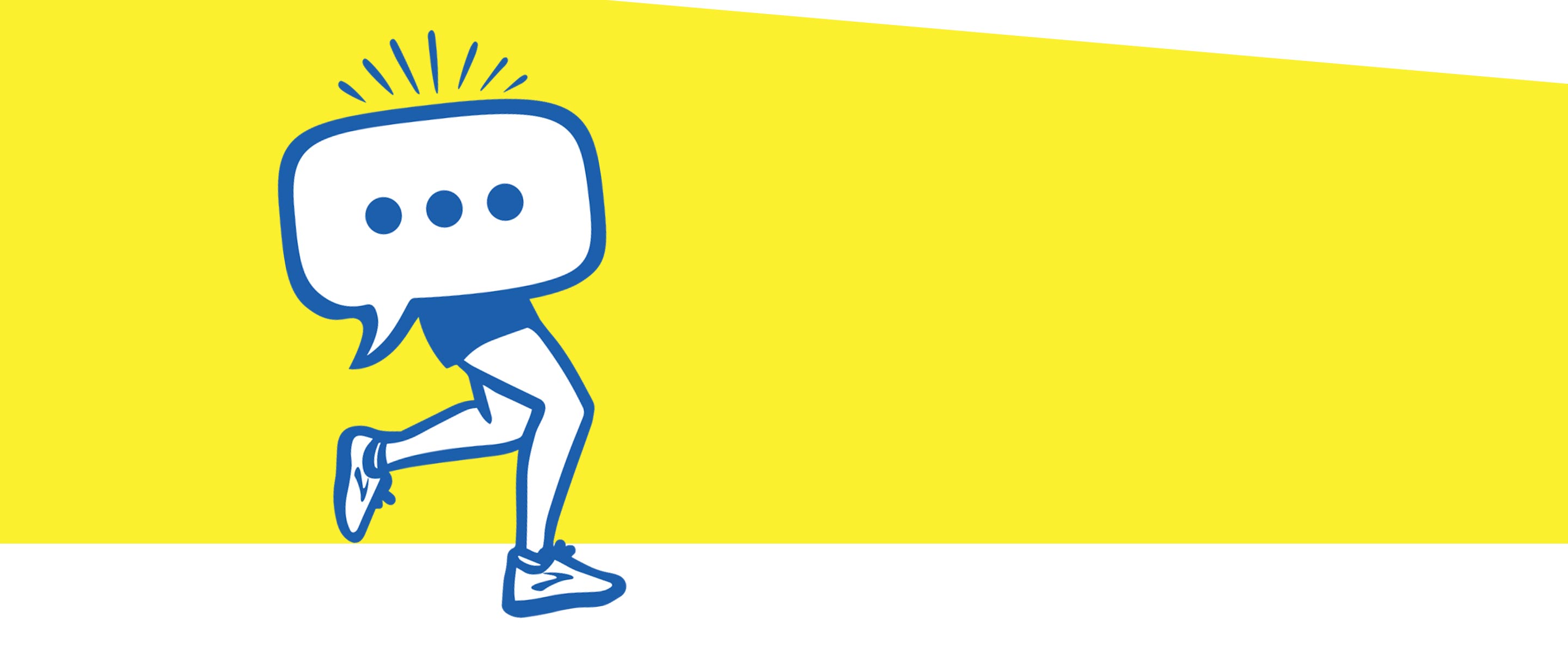 Text typing icon with legs and Brooks shoes running. 