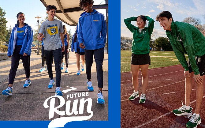 Two images of young runners
