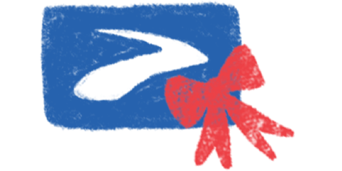 Carte-cadeau électronique bleue avec icône Brooks et boucle rouge