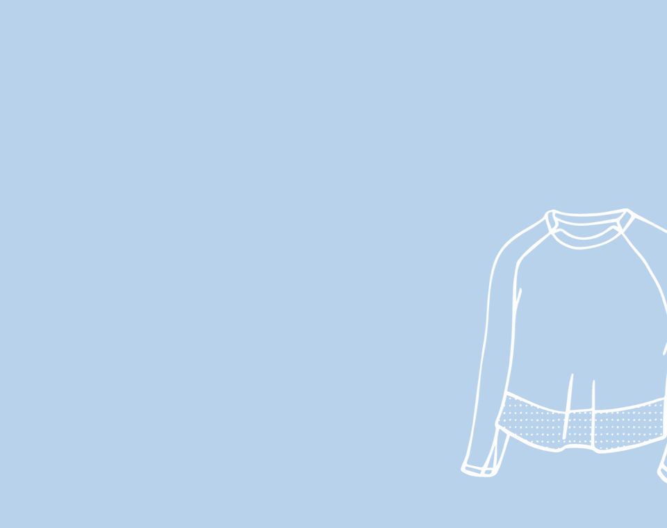 light blue background with white illustration of a long sleeve