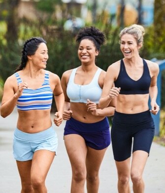 three women running