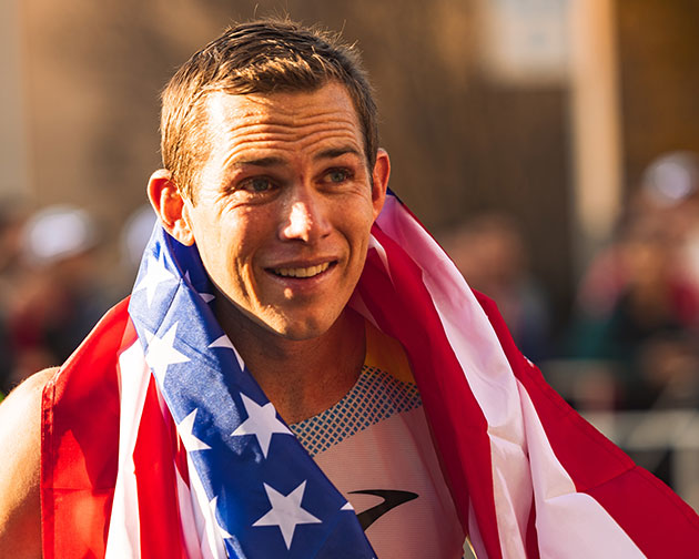 CJ Albertson with the American flag