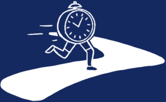 Icono de Brooks ilustrado con un reloj corriendo
