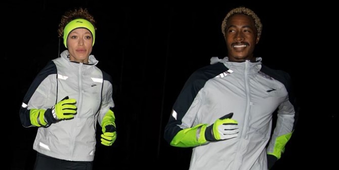 Two models in reflective running gear