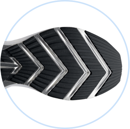 The tread on the underside of a Brooks shoe
