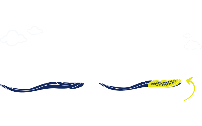 Illustrated Brooks Glycerin 19 and Glycerin GTS 19 shoes with a yellow arrow pointing to the yellow highlighted GuideRails support in the GTS 19.