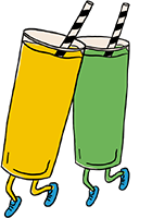 Two illustrations of glasses filled with smoothie