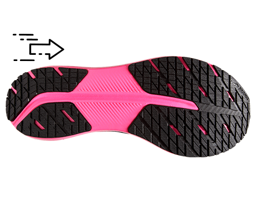 Parte inferiore di scarpe da corsa Hyperion Tempo Brooks nere e rosa