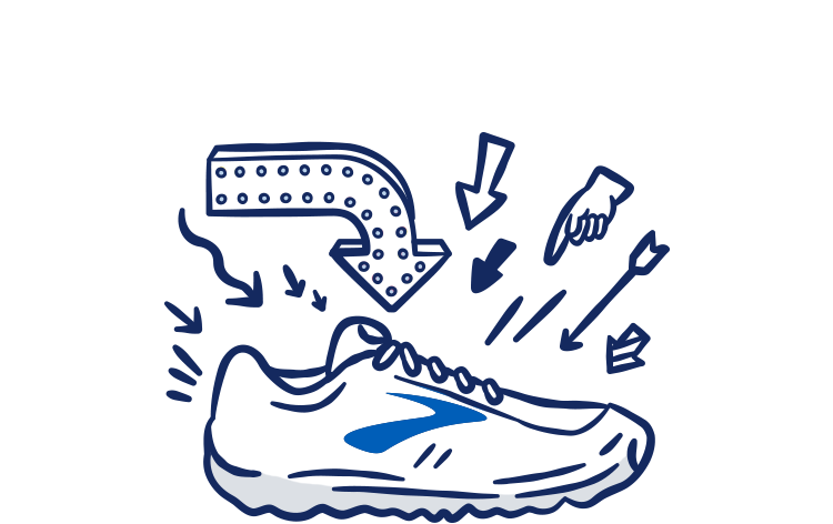 Illustration of a shoe with arrows pointing to it
