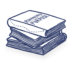 Illustrated pile of books