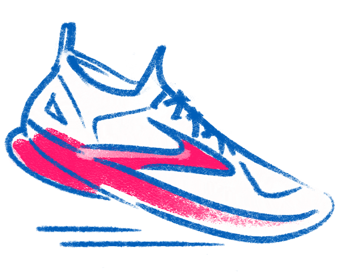 shoe cartoon in pink and blue