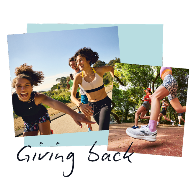 Collage of a group of runners in the park