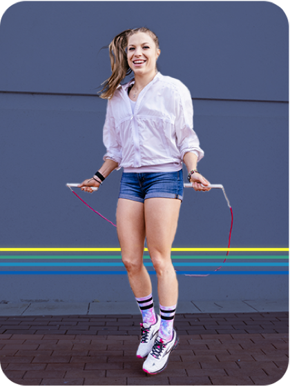 Athletic model skipping with a rope