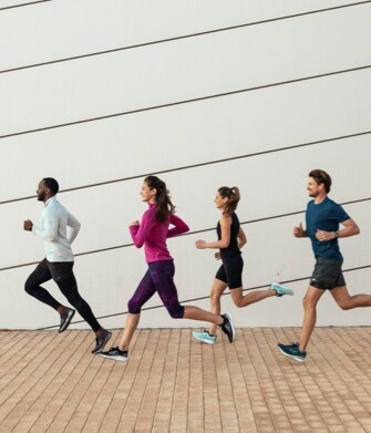 three women running
