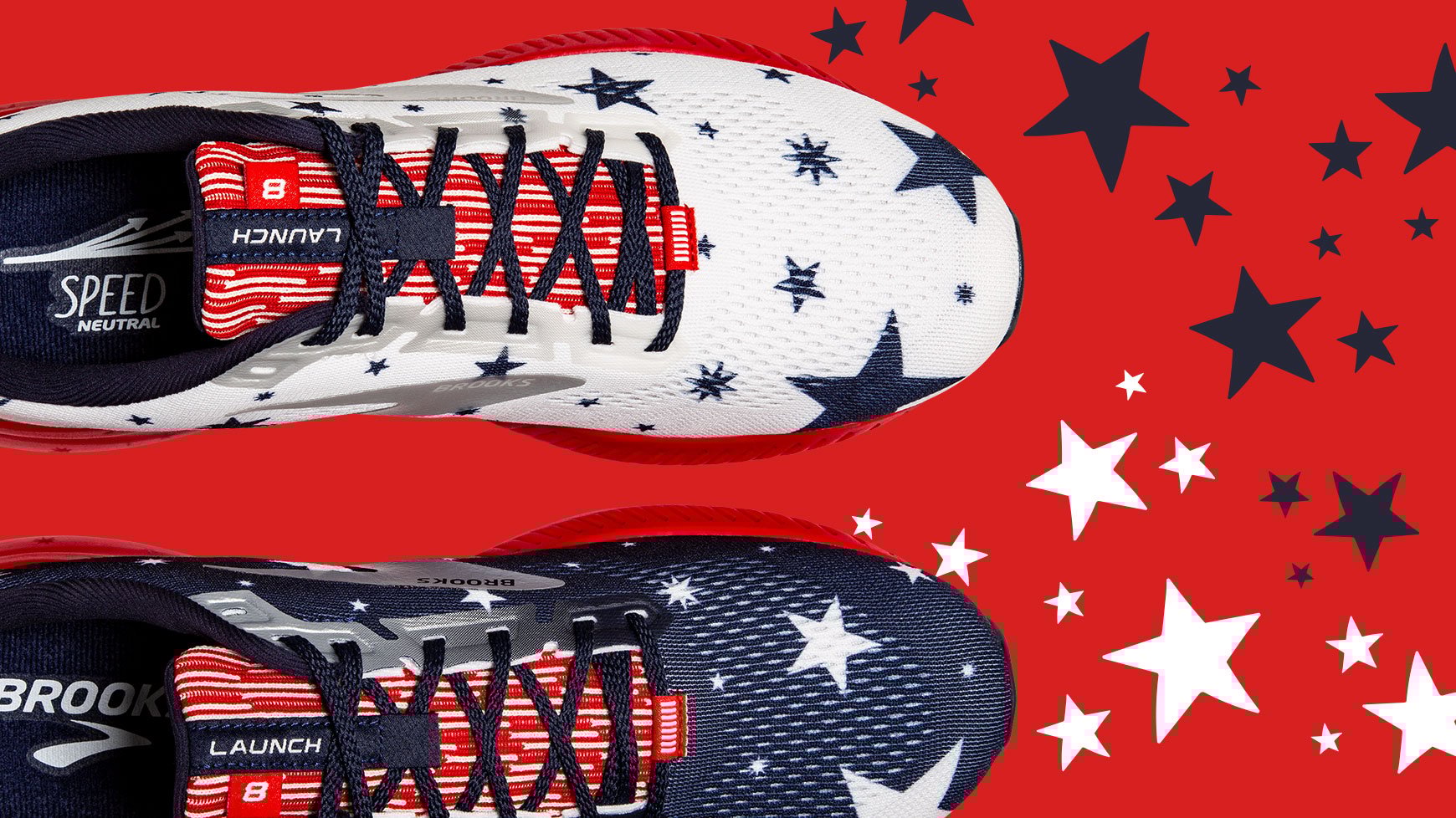 Brooks red white and blue running shoes clearance