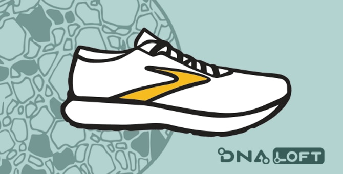 Shoe illustration with yellow Brooks logo