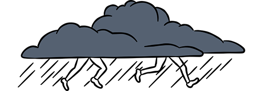 Rainy cloud with legs illustration