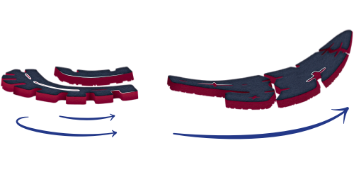 The sole of the Ghost 14 with illustrated arrows below the sole.