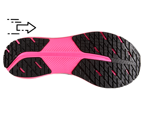 Bas d’un soulier de course Hyperion Tempo noir et rose de Brooks