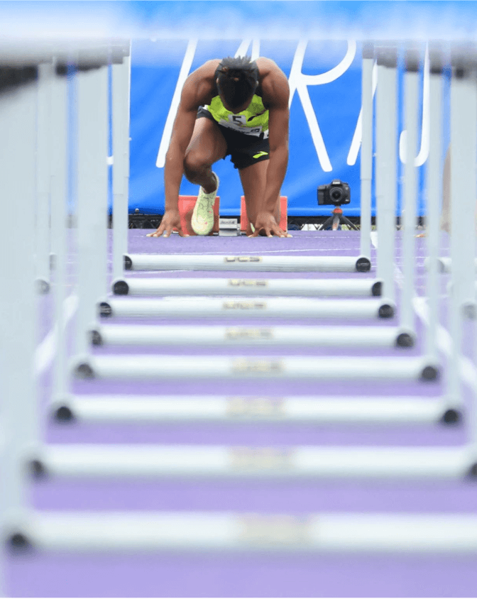 Runner preparing to compete