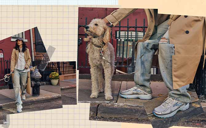 Person wearing the AGTS10 poses next to a happy dog