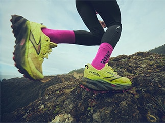 Lifestyle shot of the Brooks Cascadia running shoe