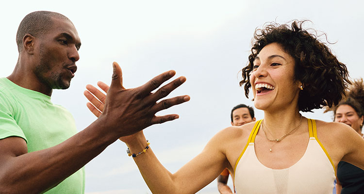 Runners shaking hands