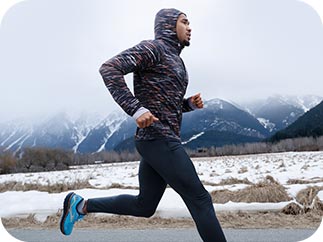 Male runner in winter weather