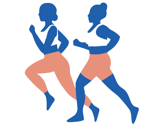 Ilustración de dos mujeres corriendo