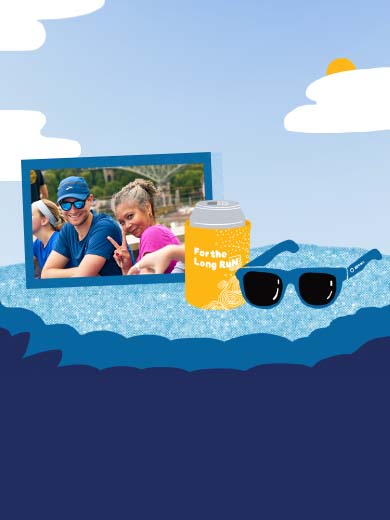 Illustration of sunglasses, can and photo on beach