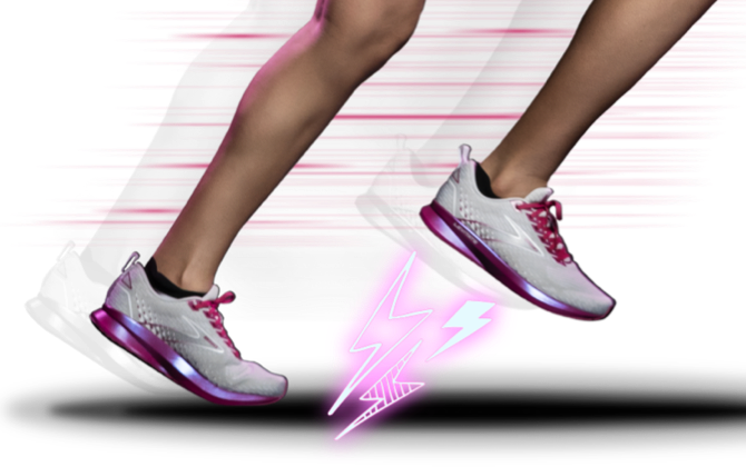 The legs of a woman running in the Levitate