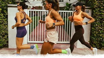 Three runners in stride